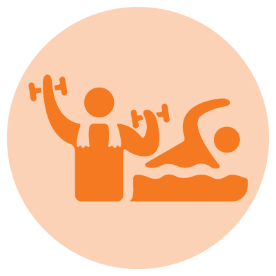 orange gym and swim icon