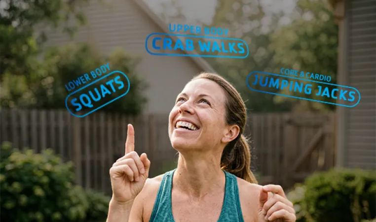woman building her own workout in her backyard
