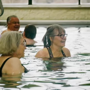 women in a water aerobics class